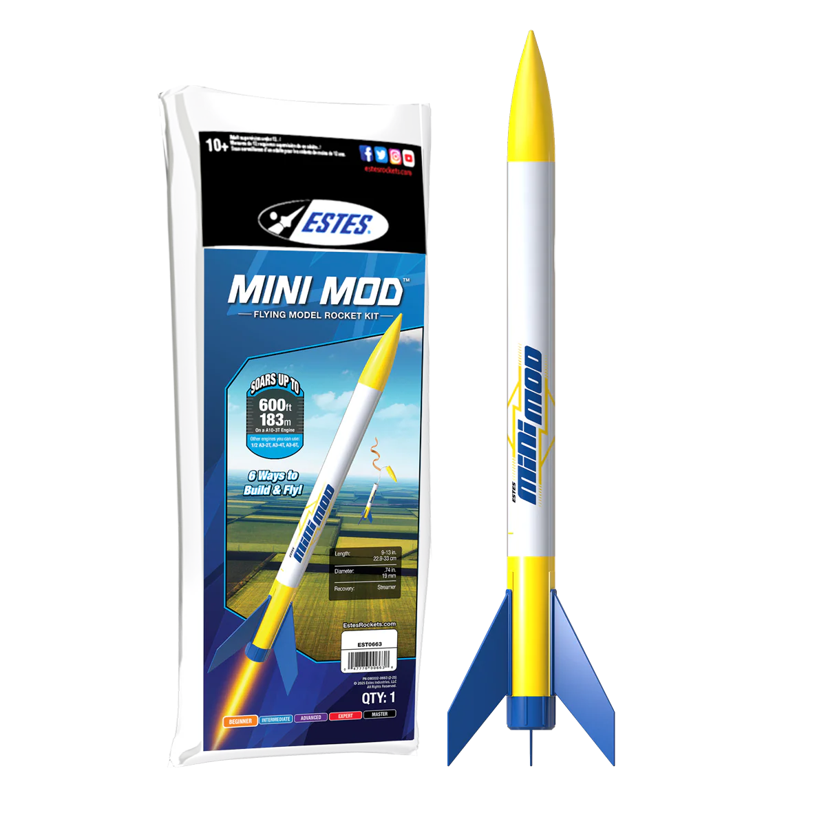 ESTES Mini Mod™Rocket-Building Kit, Advanced Flying-Rocket-Model Kit for Ages 10+