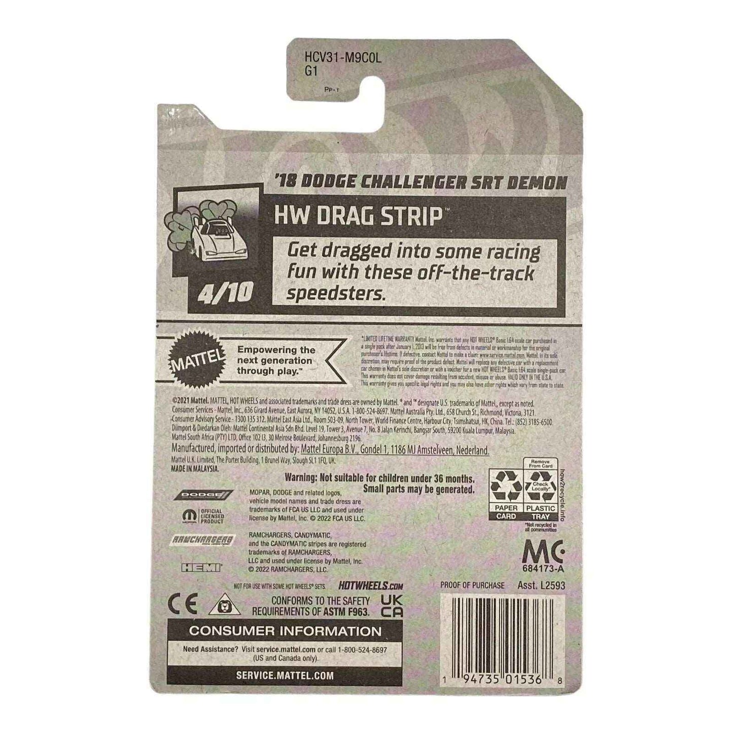 Hot Wheels '18 Dodge Challenger SRT Demon - Drag Strip Series 4/10