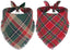 2PCS Christmas Dog Bandanas – Red and Green Plaid with Tassels
