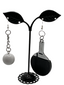Black ping pong paddle and ball earrings
