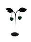 Green heart stone earrings