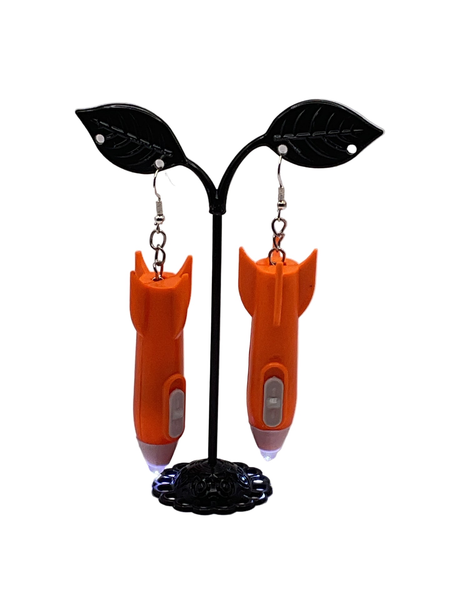 Blue Rocket Flash Light Earrings