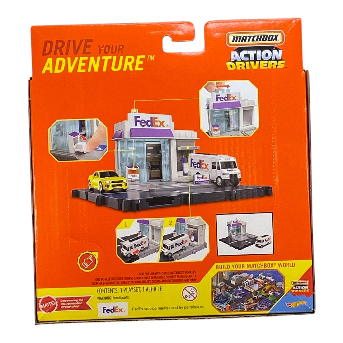 Mattel Matchbox Action Drivers Vehicle Playset - FEDEX PACKAGE CENTER w/ Express Delivery Van