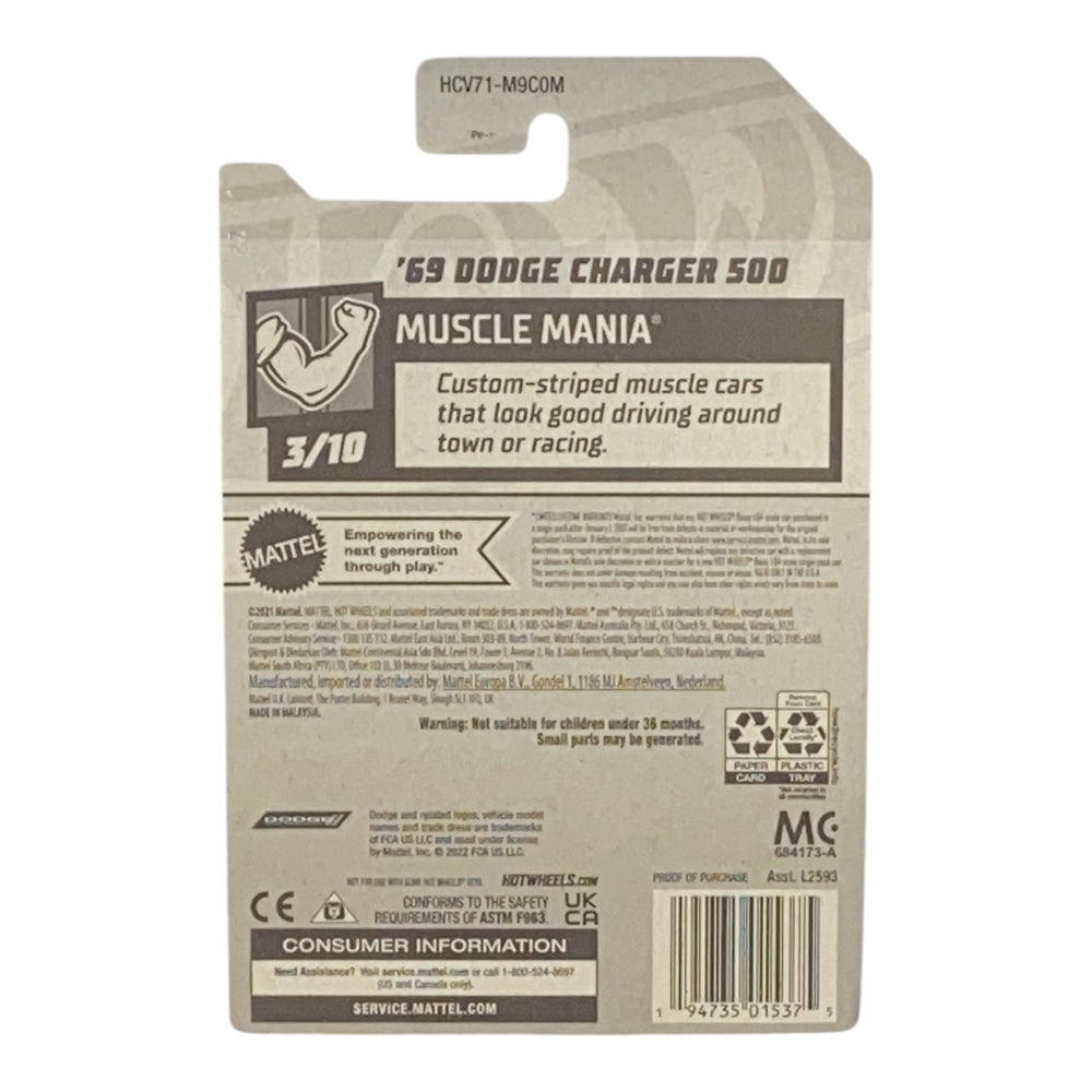 Hot Wheels '69 Dodge Charger 500 - Muscle Mania Series 3/10 -