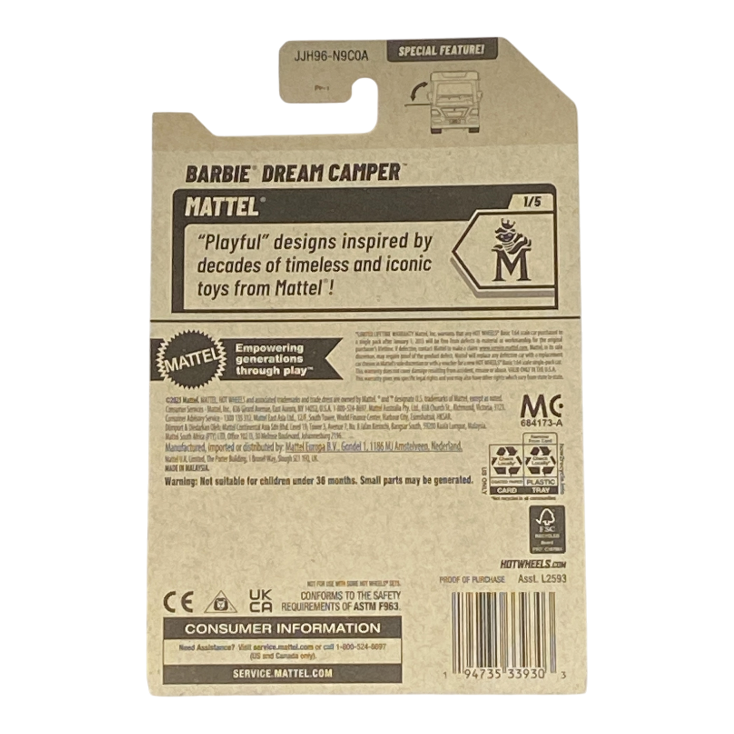 Hot Wheels Barbie Dream Camper - Mattel Series 1/5