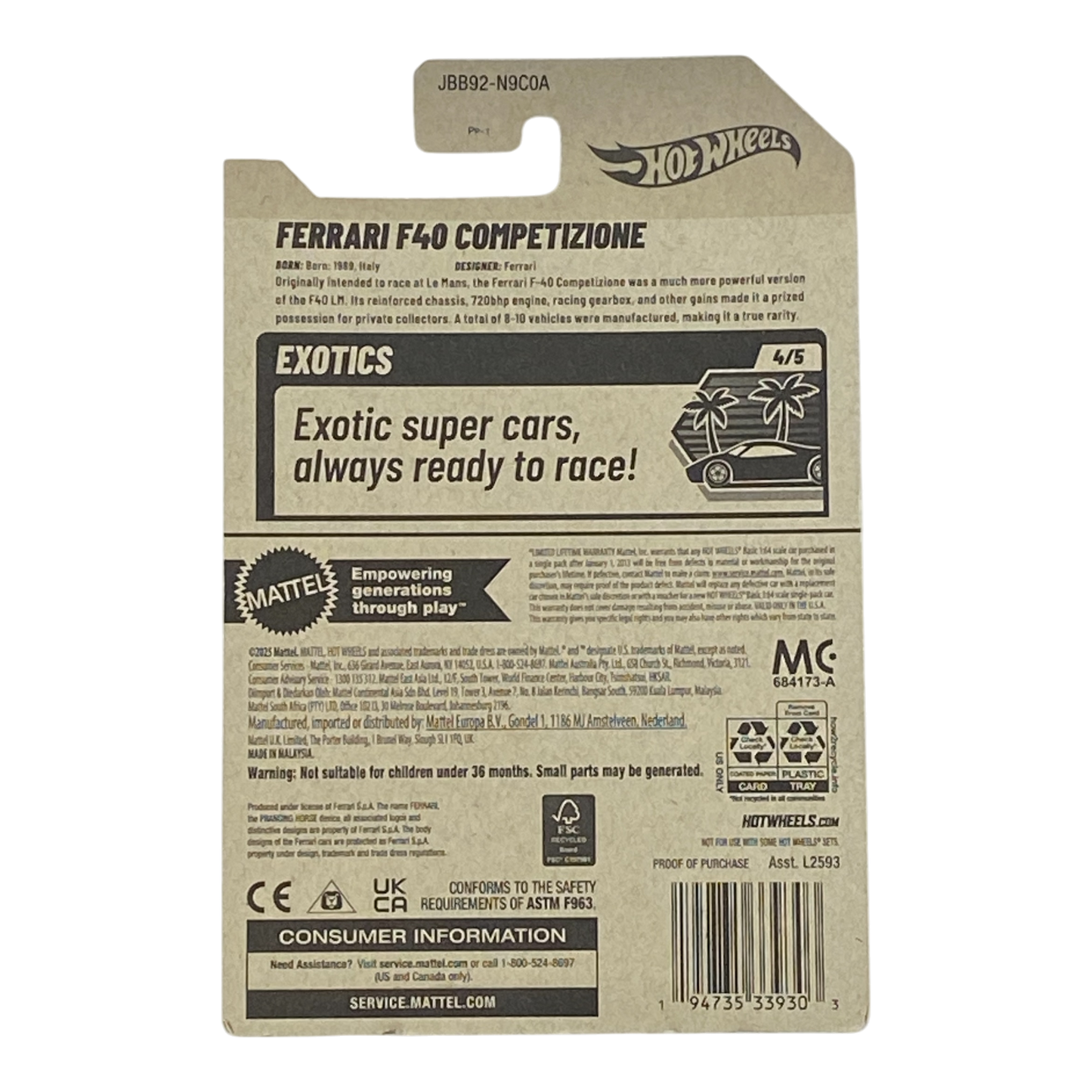 Hot Wheels Ferrari F40 Competizone - Exotics Series 4/5