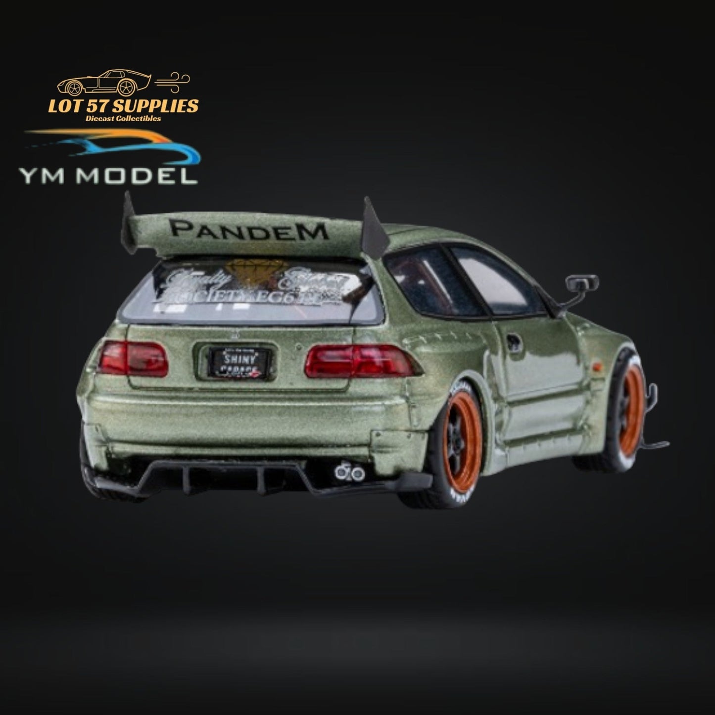 (Pre-Order) YM Model Honda Civic Pandem EG4 K20 Modified Bronze Green 1:64 Limited to 399 PCS