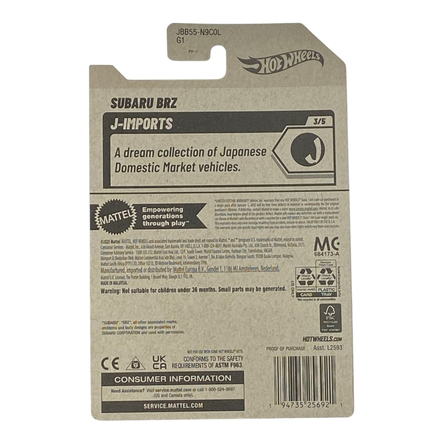 Hot Wheels Subaru BRZ - J-Imports Series 3/5