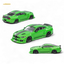 (Pre-Order) Liberty 64 Mustang Lowered Widebody Kit - Fluorescent Metallic Green + Black Stripes 1:64