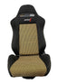 SPDZ1 Pole Position 7 Racing Seats Black Cloth/Yellow Kevlar Mesh Center Reclinable - Yellow Stitch