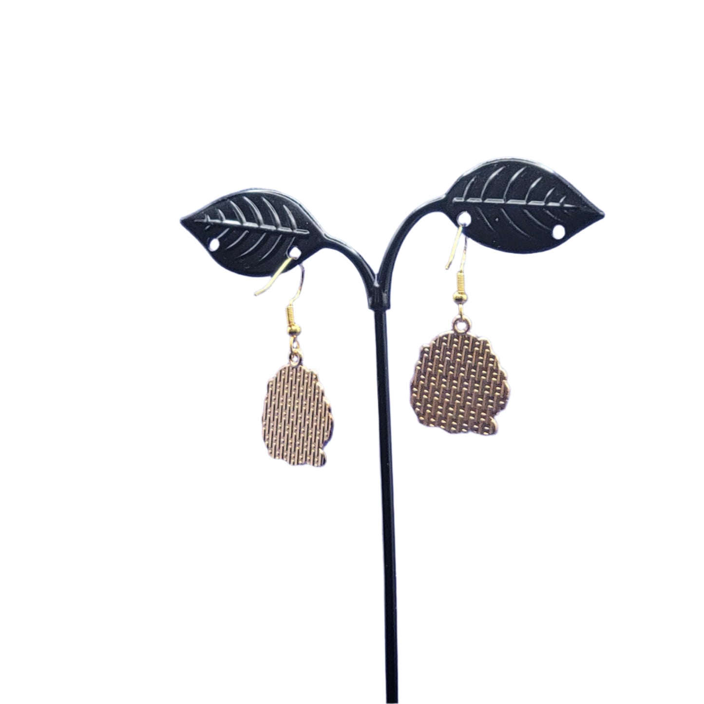 Brown and white dog earrings