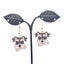 Grey and white dog earrings