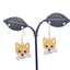 Yellow and white dog earrings