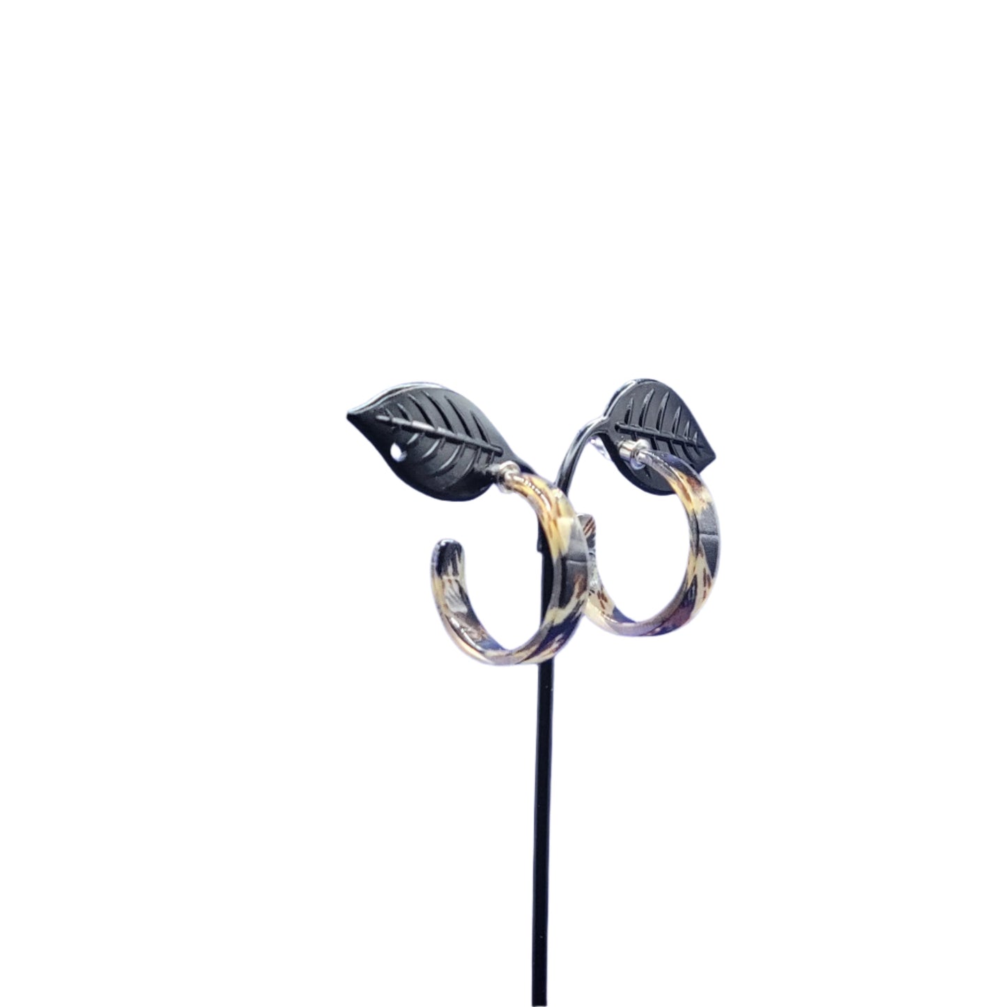 Brown and black hoop earrings