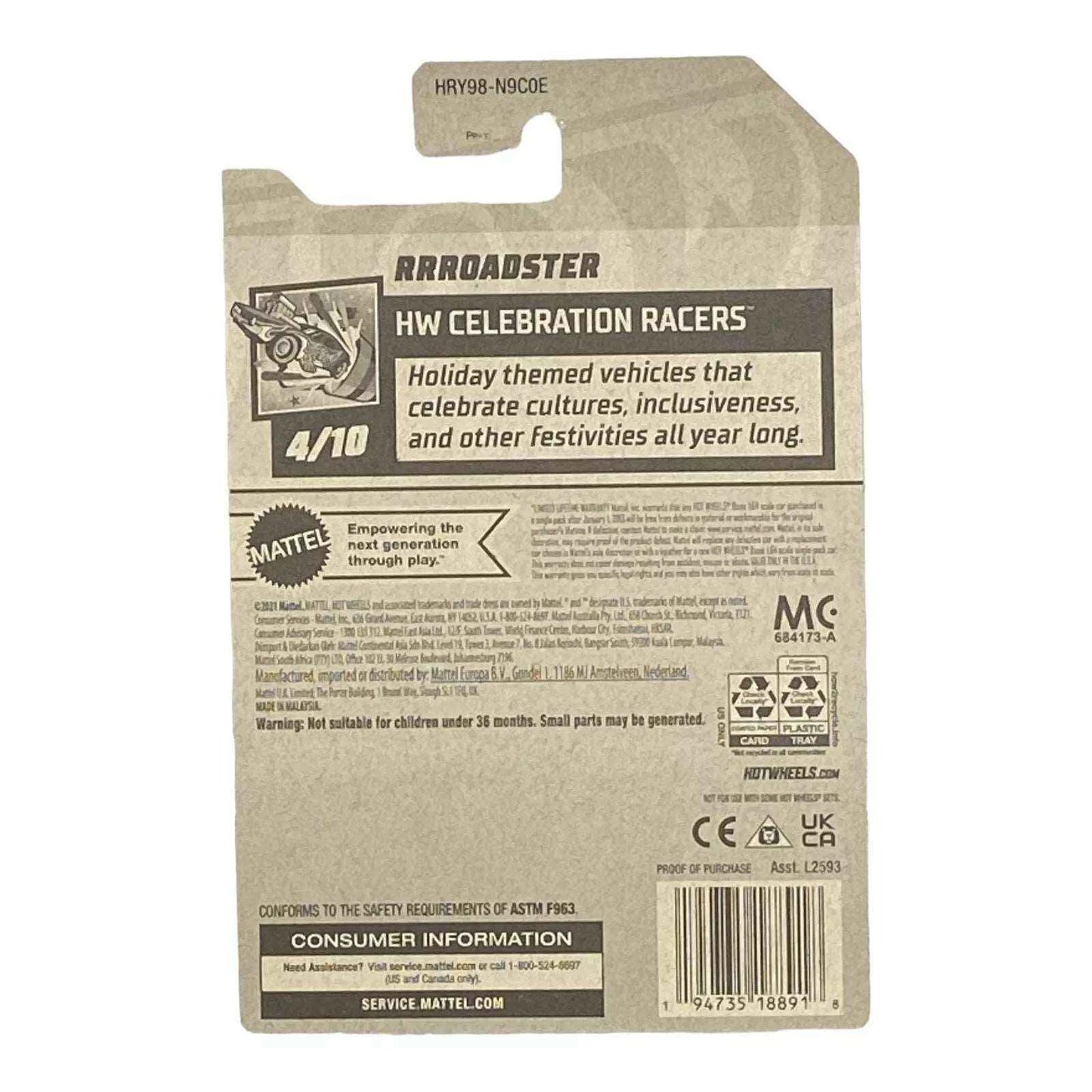 Hot Wheels Rrroadster - International Woman's Day 2024 - Celebration Racers 4/10