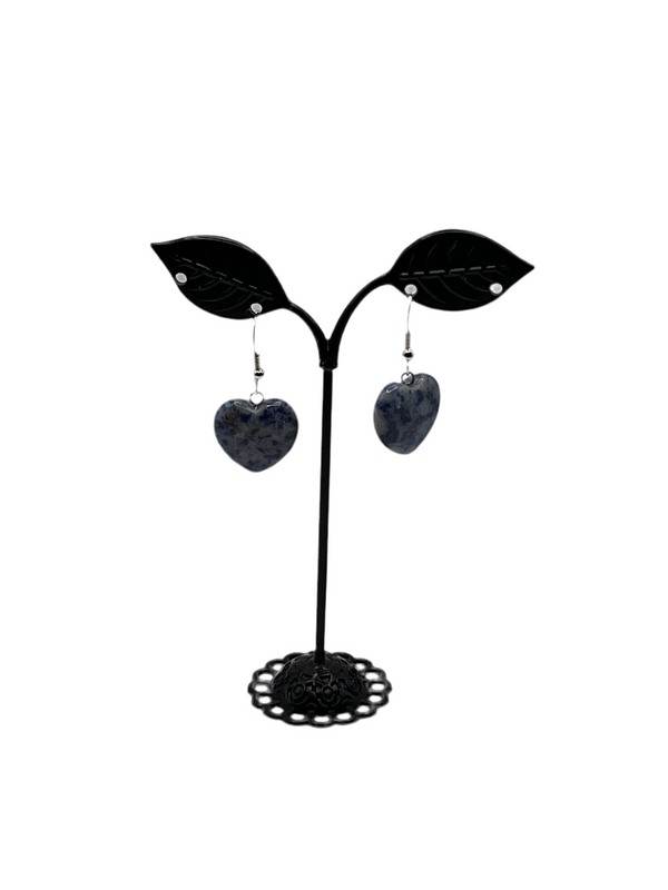 Blue Stone Heart Earrings