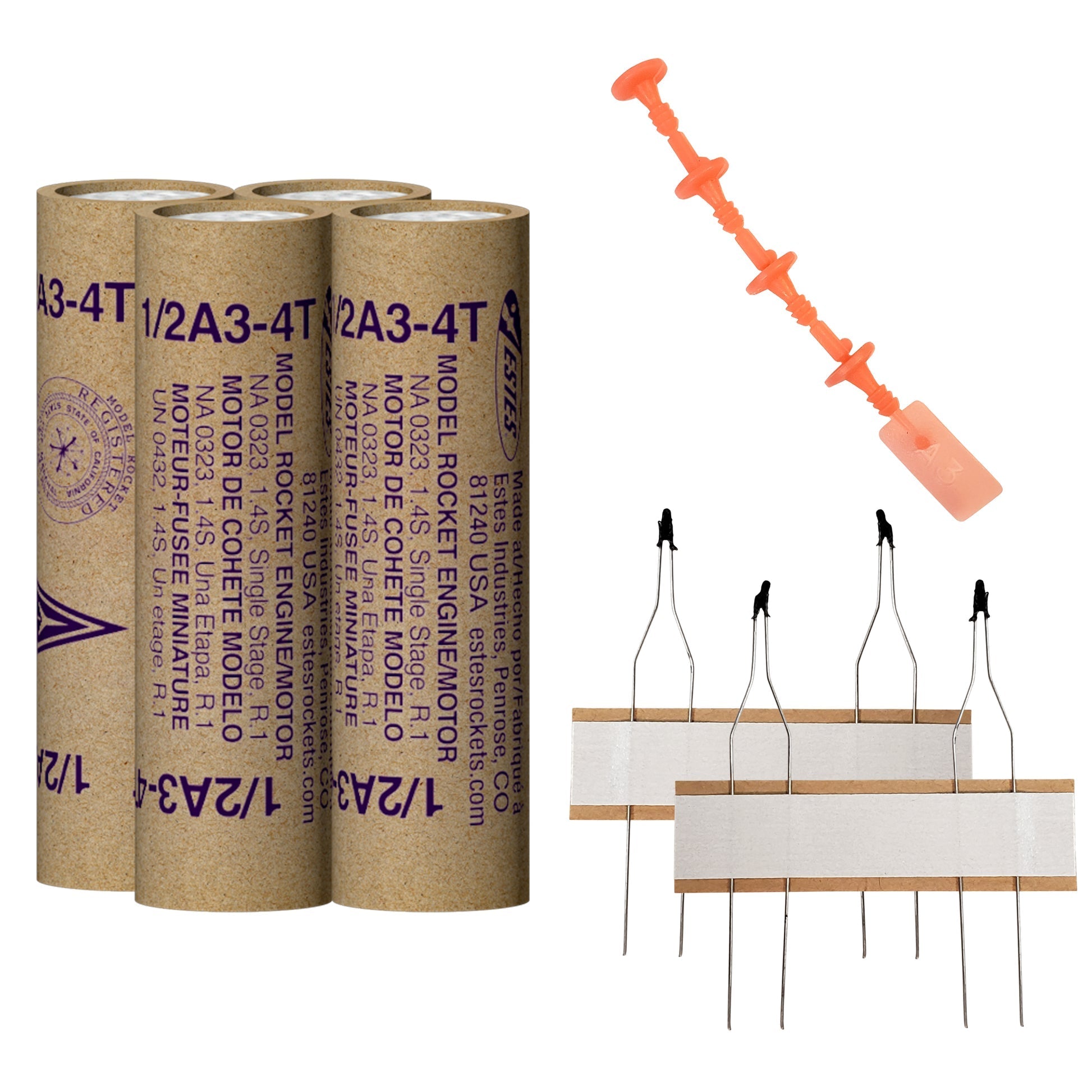 1/2A3-4T Model Rocket Engines, (4pk)