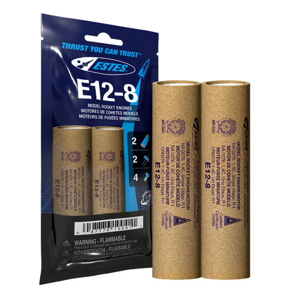 E12-8 Model Rocket Engines, (2pk)
