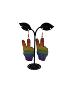 Rainbow Peace Hand Earrings