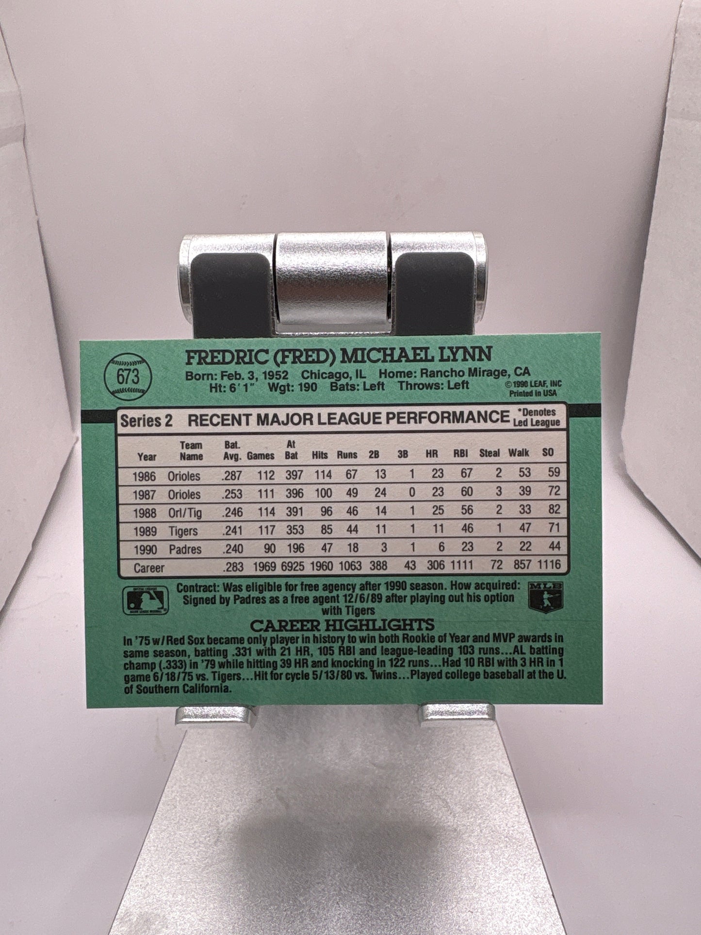 Donruss Fred Lynn Sports Card