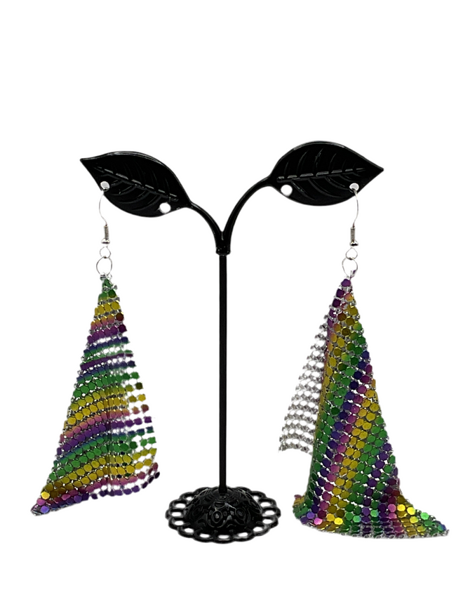 Metal Chain Sheet Earrings Hover Image