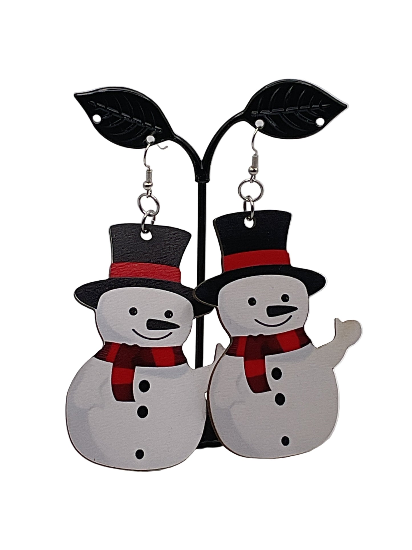 Wooden Christmas Earrings SNOWMAN