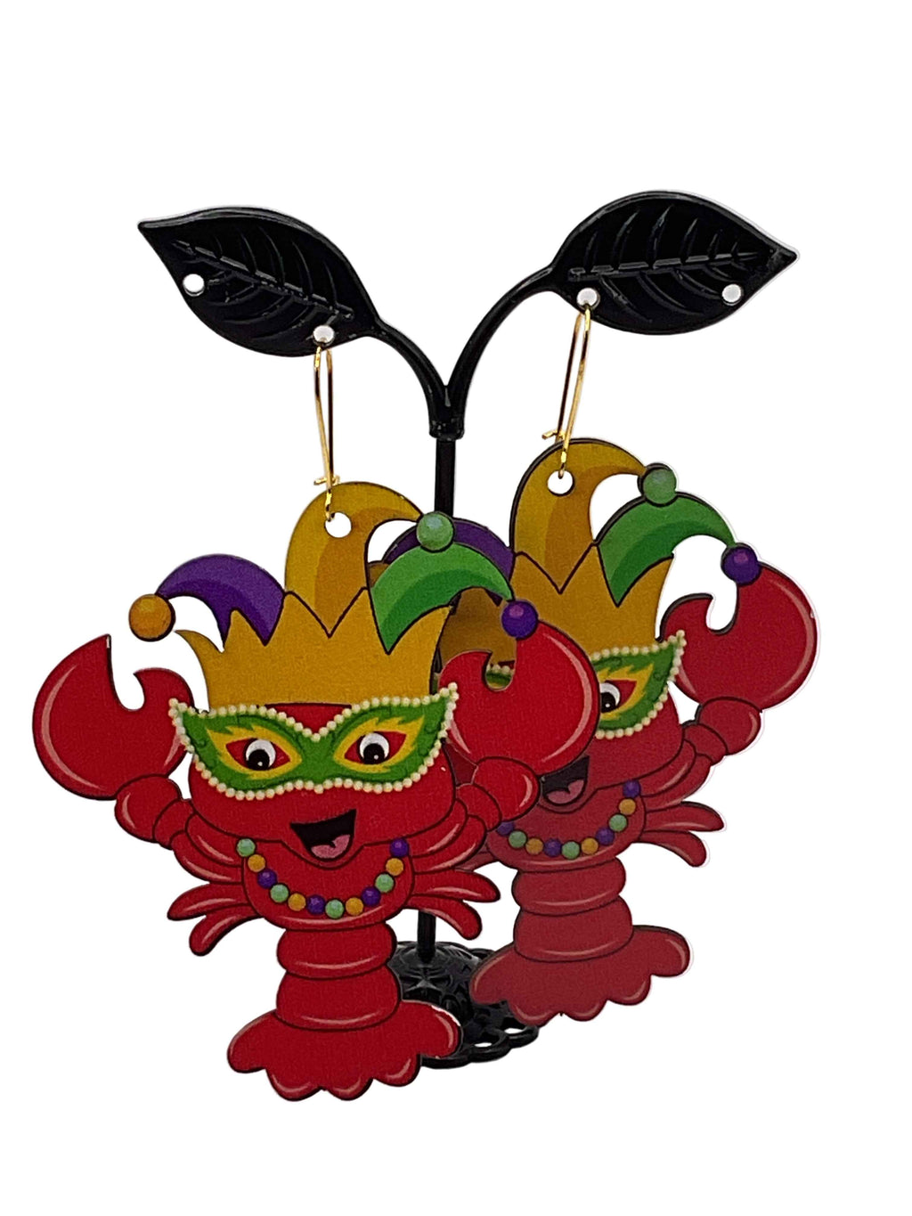 Mardi Gras Wooden Earrings