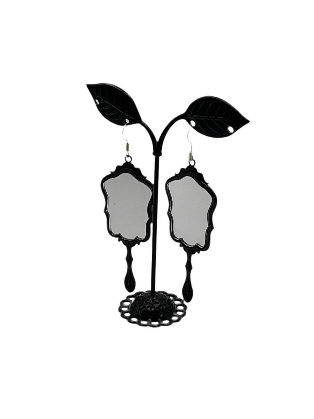 Black Hand Mirror Earrings