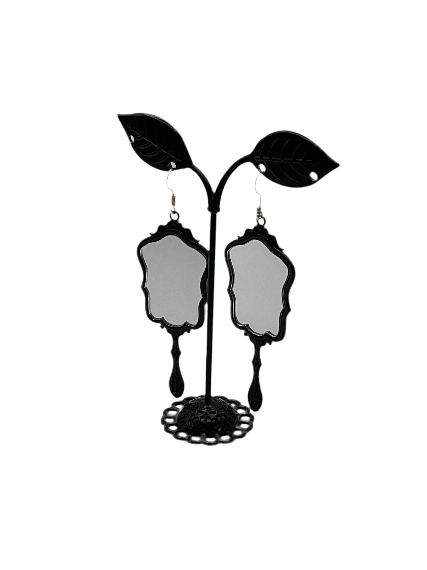Black Hand Mirror Earrings