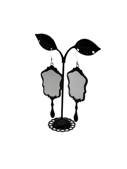 Black Hand Mirror Earrings