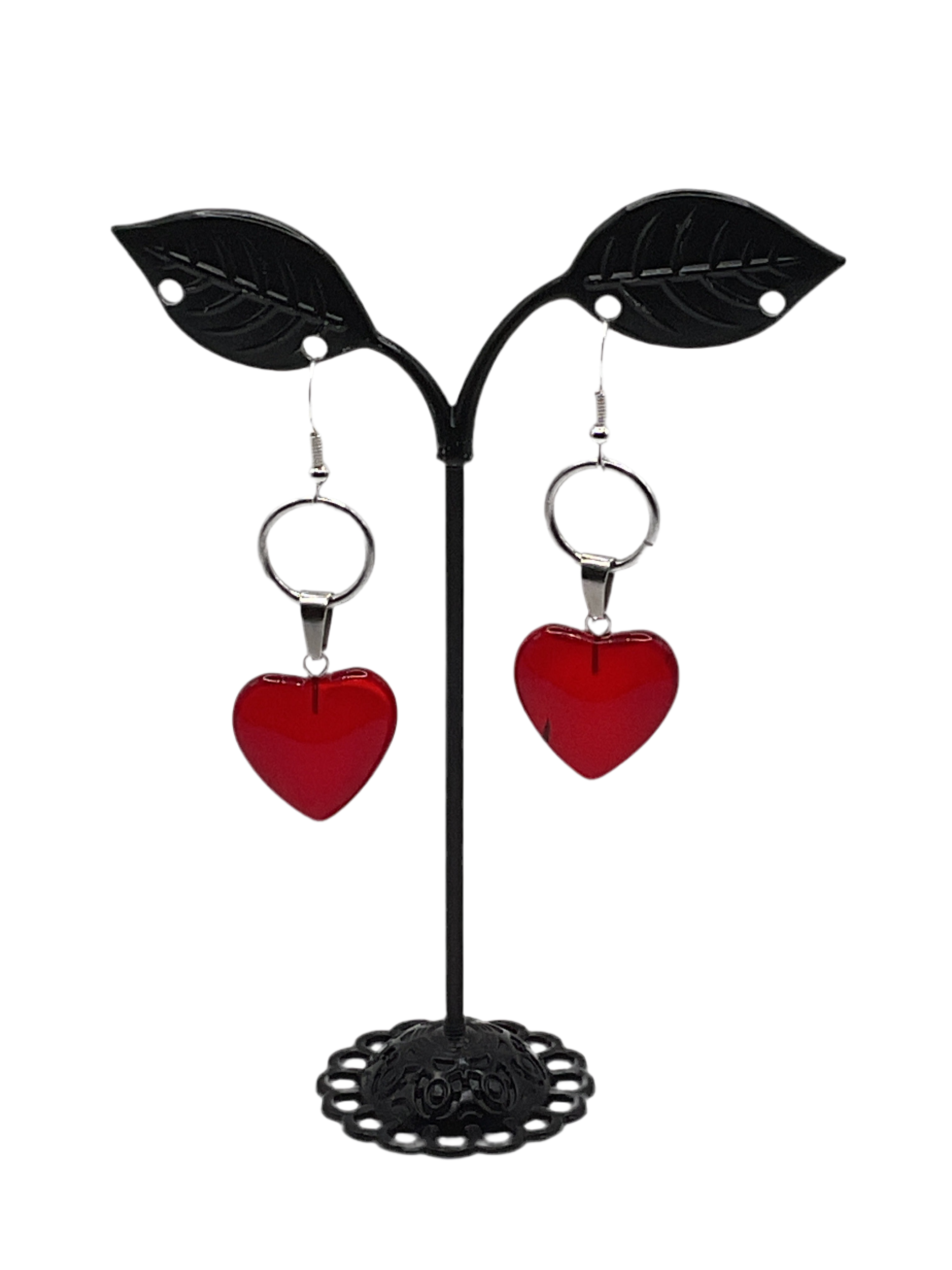 Red heart earrings