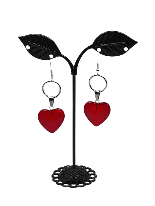 Red heart earrings Hover Image