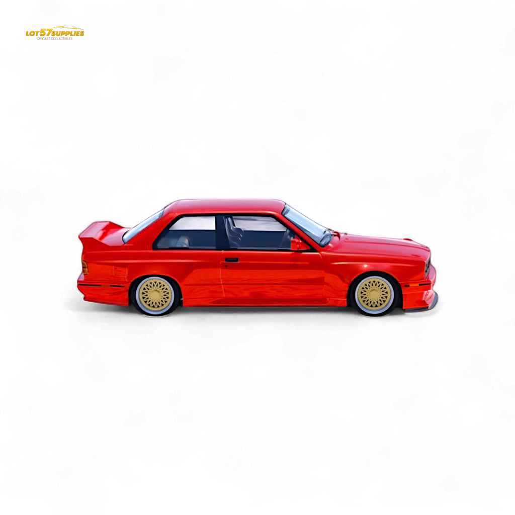 DCM BMW M3 E30 in Red - Gold Wheels 1:64