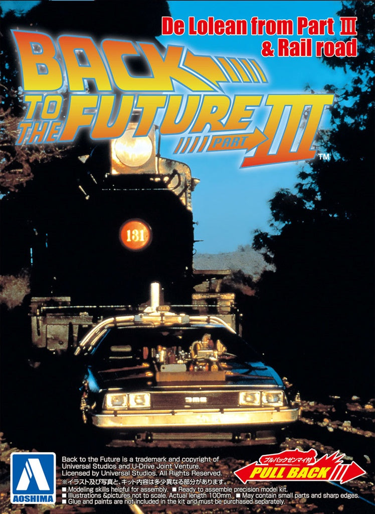 1/43 BACK TO THE FUTURE 1/43 Pullback DELOREAN from PART 3 & Rail road Model Kit - Collectors World Toys