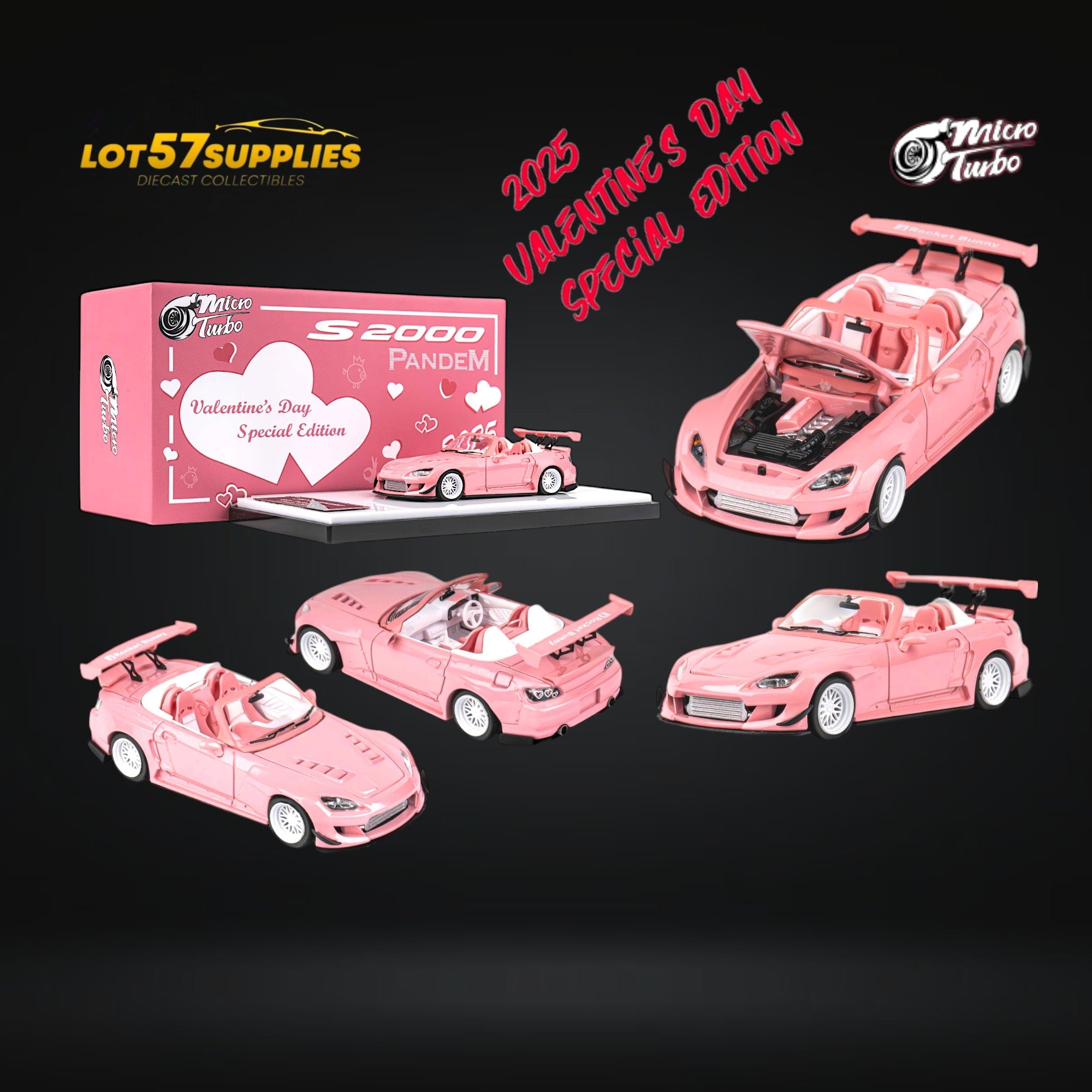 Microturbo Custom S2000 Rocket Bunny Valentine's Pink 1:64 Main image