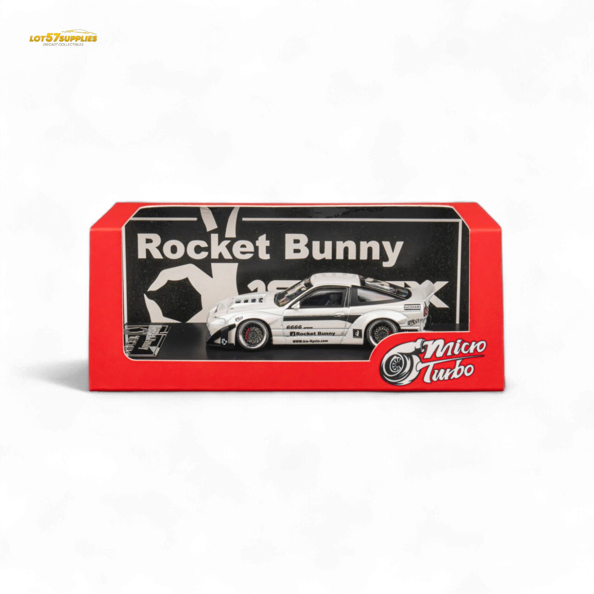 MicroTurbo Custom 180SX - Pandem Rocket Bunny White 1:64 - Collectors World Toys