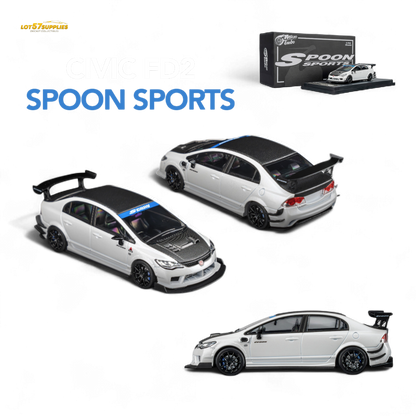 (Pre-Order) Microturbo Honda Civic Type R FD2 Spoon Sports - Metallic White 1:64