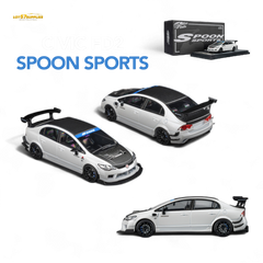 (Pre-Order) Microturbo Honda Civic Type R FD2 Spoon Sports - Metallic White 1:64 - Collectors World Toys