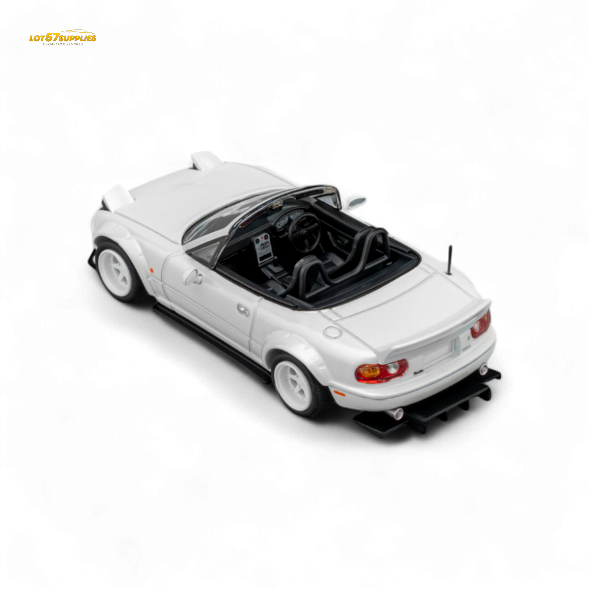 (Pre-Order) Microturbo Custom MX5 Rocket Bunny - Metallic White 1:64 - Collectors World Toys