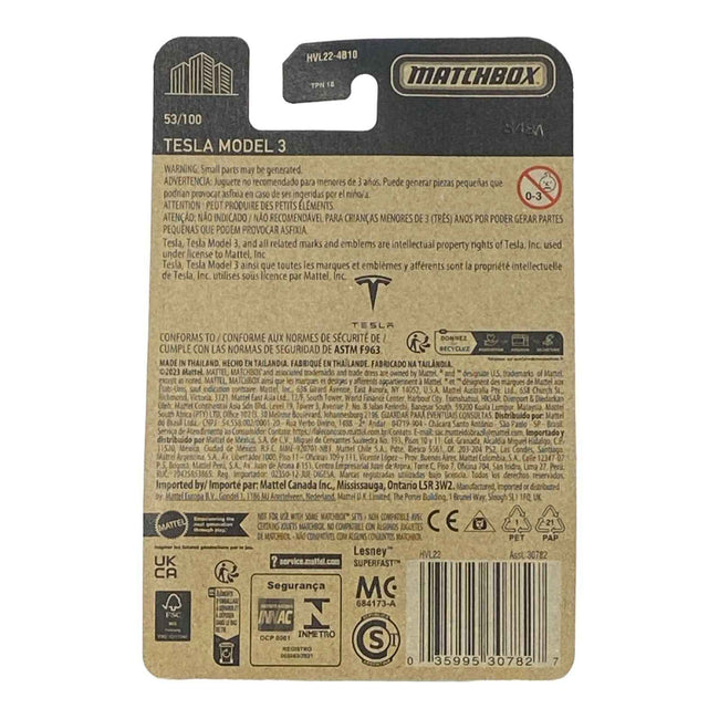 Matchbox Tesla Model 3 - Matchbox Series 53/100 Main Image
