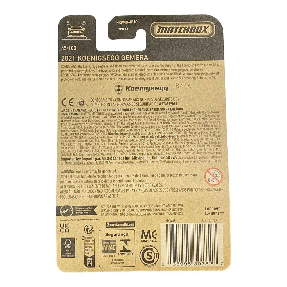 Matchbox 2021 Koenigsegg Gemera - Matchbox 70 Years Series 45/100 -