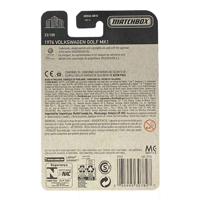 Matchbox 1976 Volkswagen Golf MK1 - Matchbox Series 33/100 Main Image