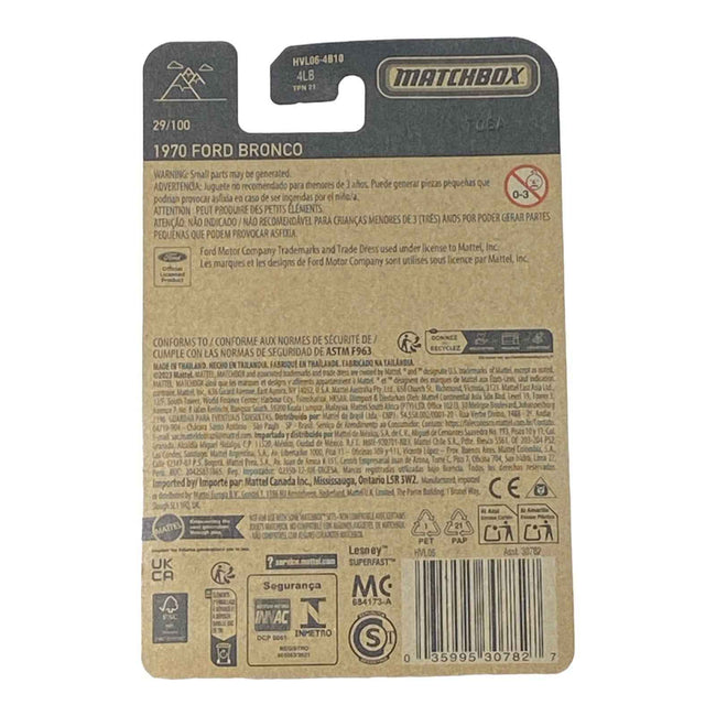 Matchbox 1970 Ford Bronco - Matchbox Series 29/100 Main Image