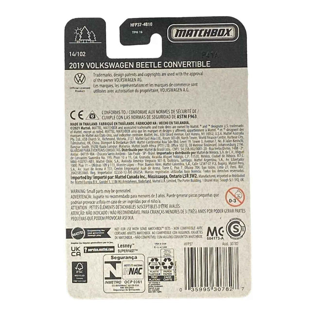 Matchbox 2019 Volkswagen Beetle Convertible - Matchbox Series 14/102 Main Image