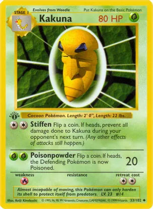 Pokemon: Kakuna Shadowless 1st Edition Base Set 033/102- Near Mint Main image