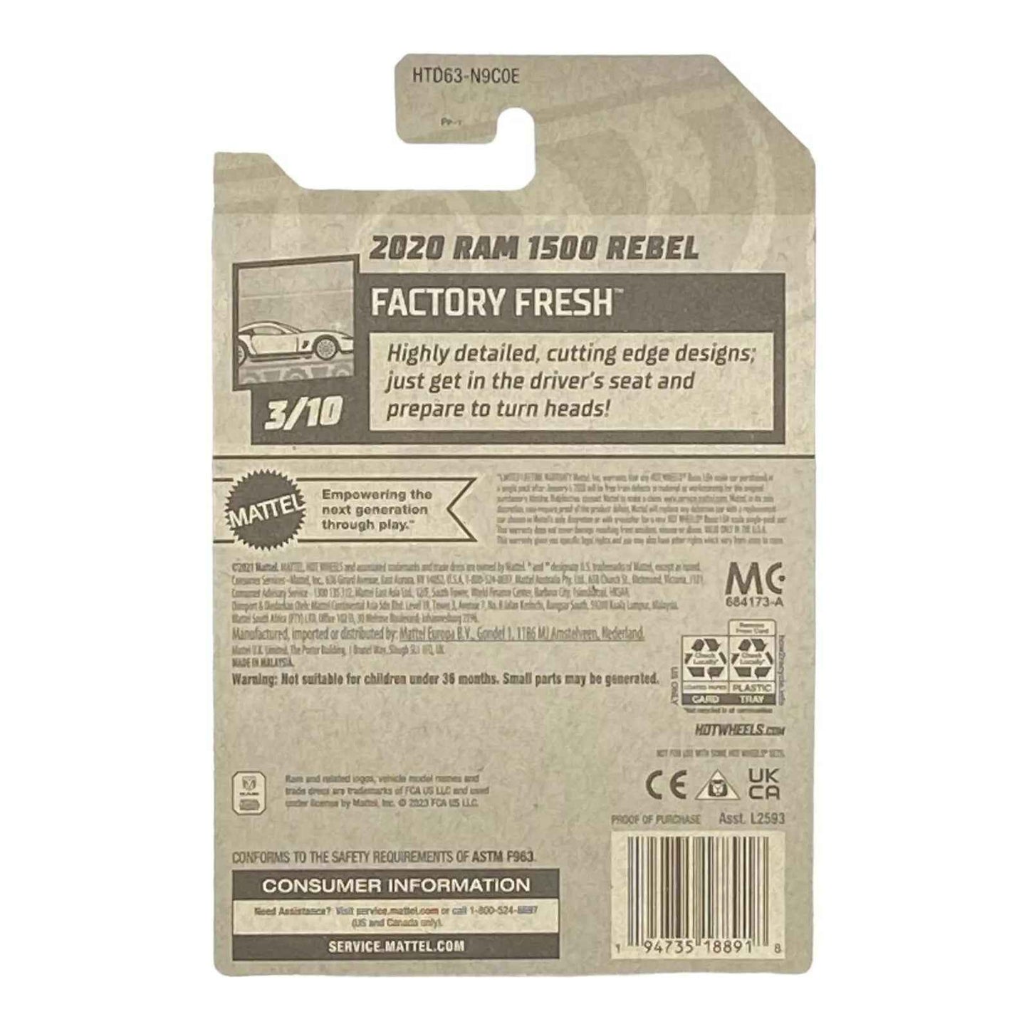 Hot Wheels 2020 Ram 1500 Rebel - Factory Fresh Series 3/10