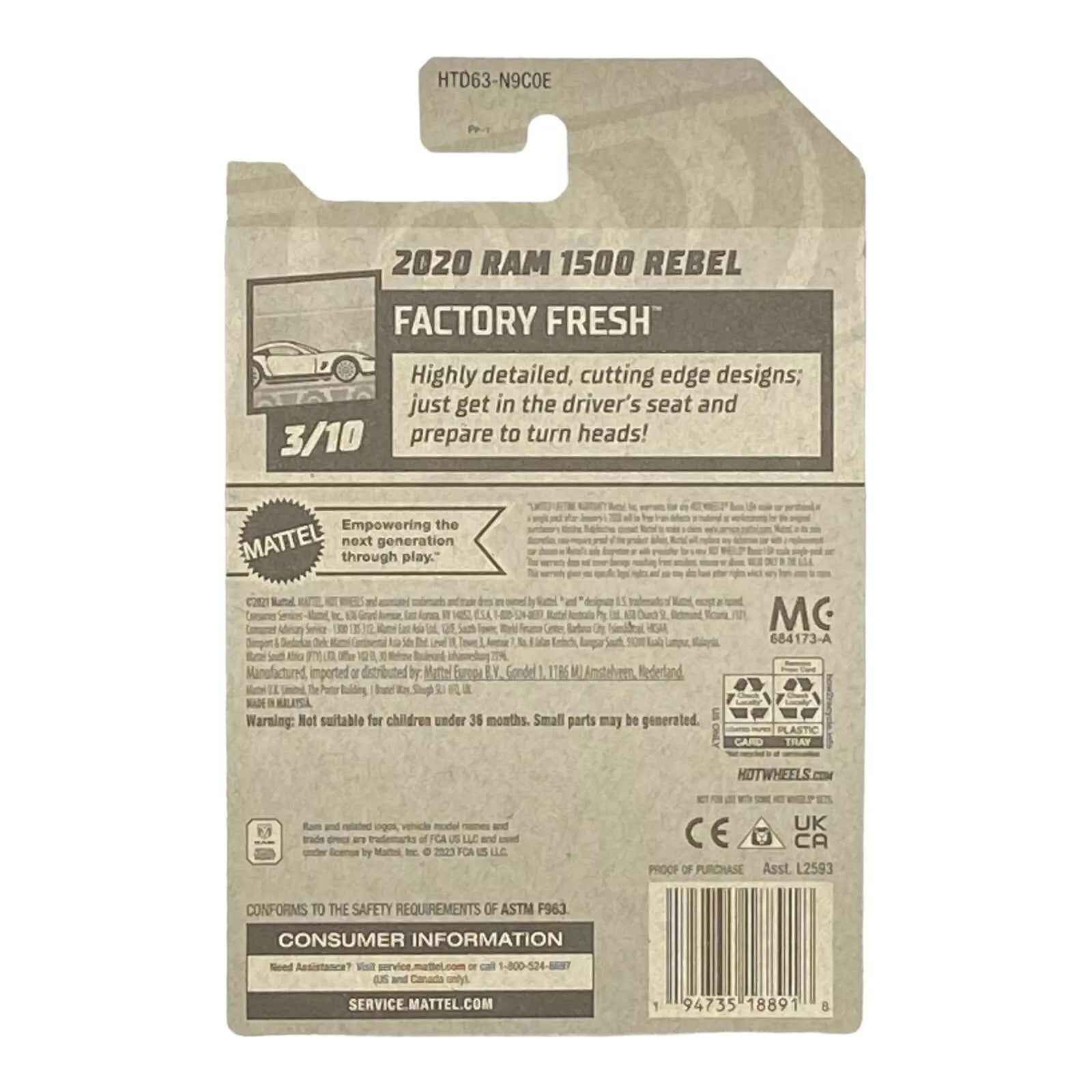 Hot Wheels 2020 Ram 1500 Rebel - Factory Fresh Series 3/10