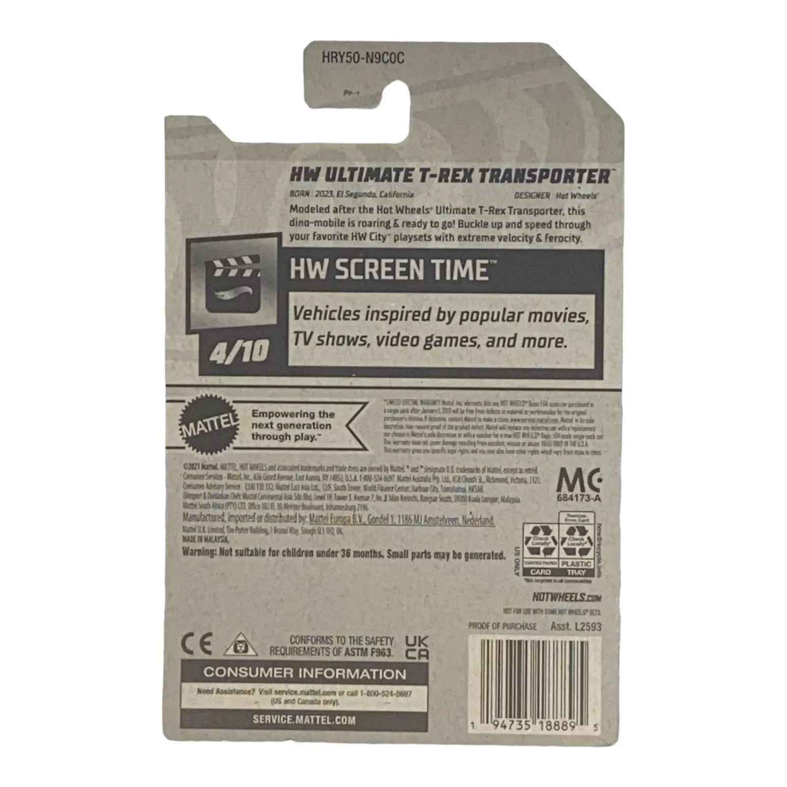 Hot Wheels HW Ultimate T-Rex Transporter - Screen Time Series 4/10