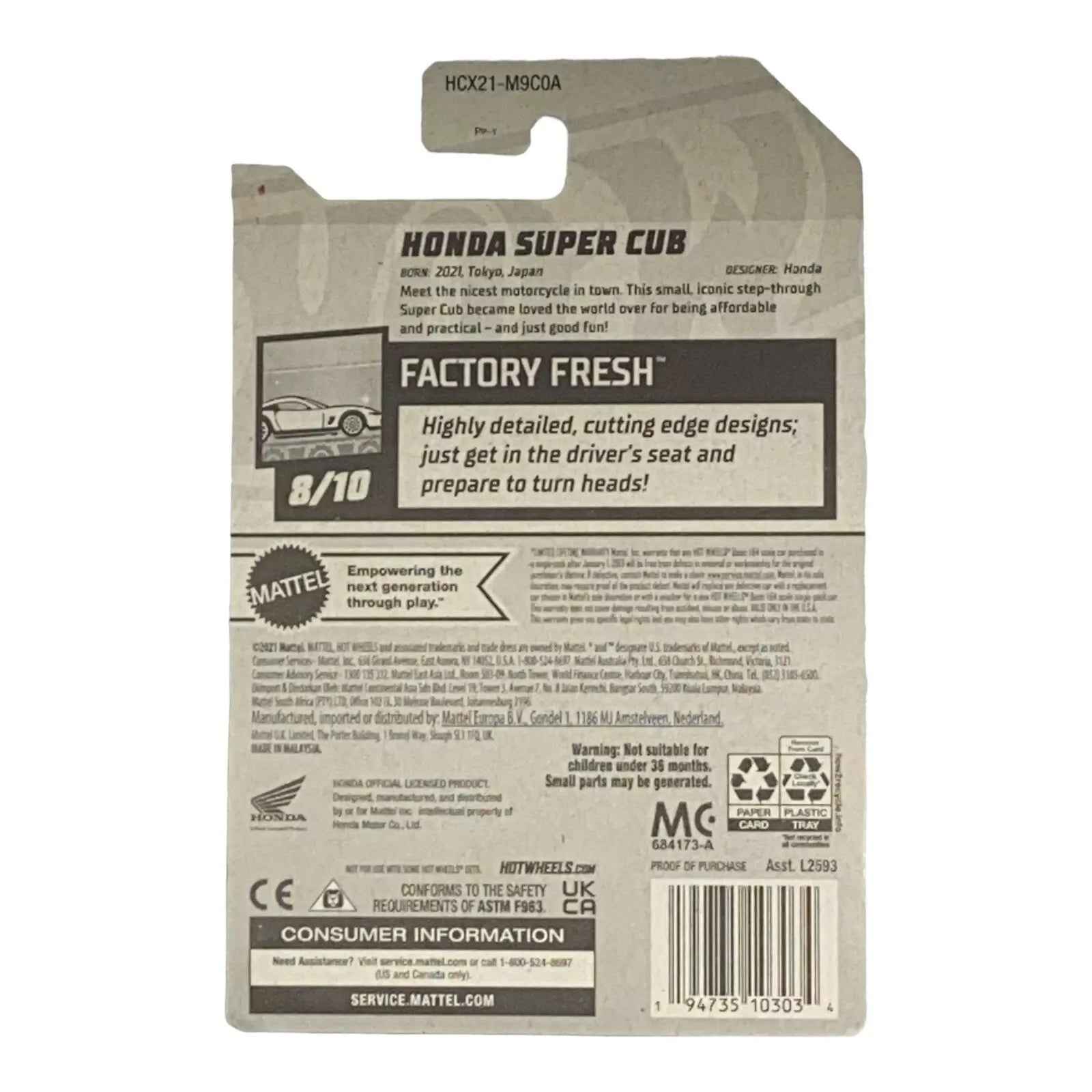 Hot Wheels Honda Super Cub - Factory Fresh Series 8/10