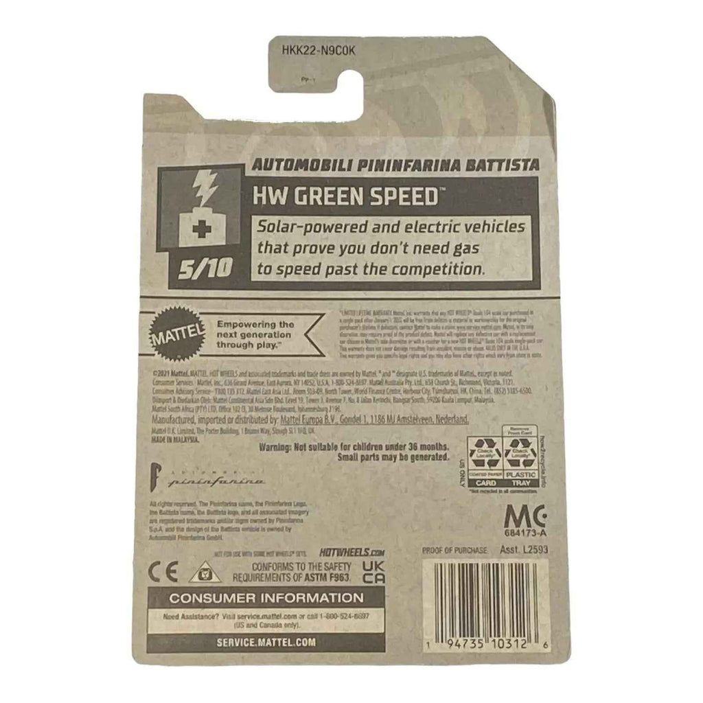 Hot Wheels Automobili Pininfarina Battista - Green Speed Series 5/10 -